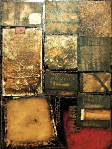 Pieces of Past 2 - mixed media artwork by New Zealand artist Gail Gauldie.